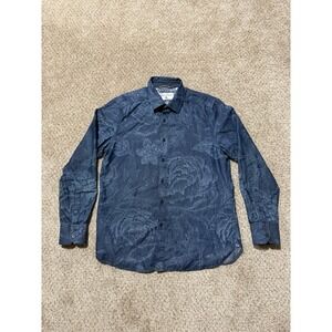 Robert Graham Button Up Shirt Mens Medium Blue Floral Preppy Classic Designer